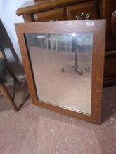 Antique Oak Beveled Mirror