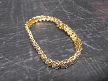 Sterling Silver and Gold Electroplate Rhinestone Bracelet -Thailand