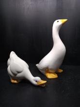 Pair Contemporary White Ceramic Ducks