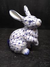 Andrea Sadek Blue and White Decorated Rabbit Figure