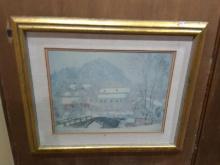 Artwork -Framed and Double Matted Print on Board-Sandvika Norway by Claude Monet