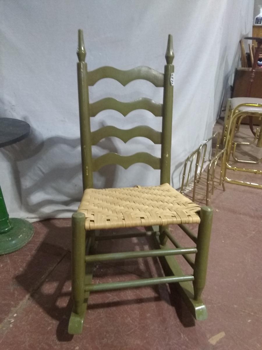 Painted Ladder Back Rocker with Rush Bottom Seat