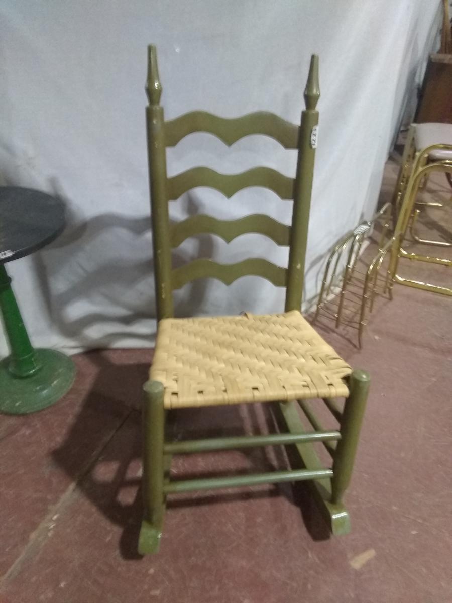 Painted Ladder Back Rocker with Rush Bottom Seat