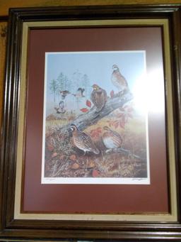 Framed and Matted Print-Pheasants and Friends signed D. Raver 1673/4000