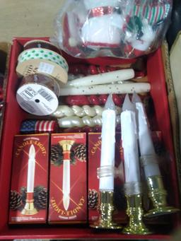 BL-Battery Operated Candles, Ornaments,Ribbon