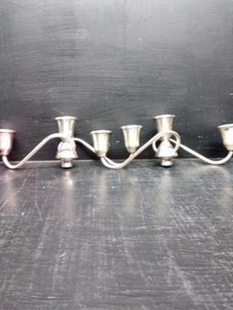 Pair Weighted Sterling Screw on 3 Arm Candlestick Extensions