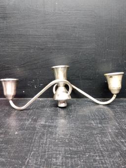 Pair Weighted Sterling Screw on 3 Arm Candlestick Extensions