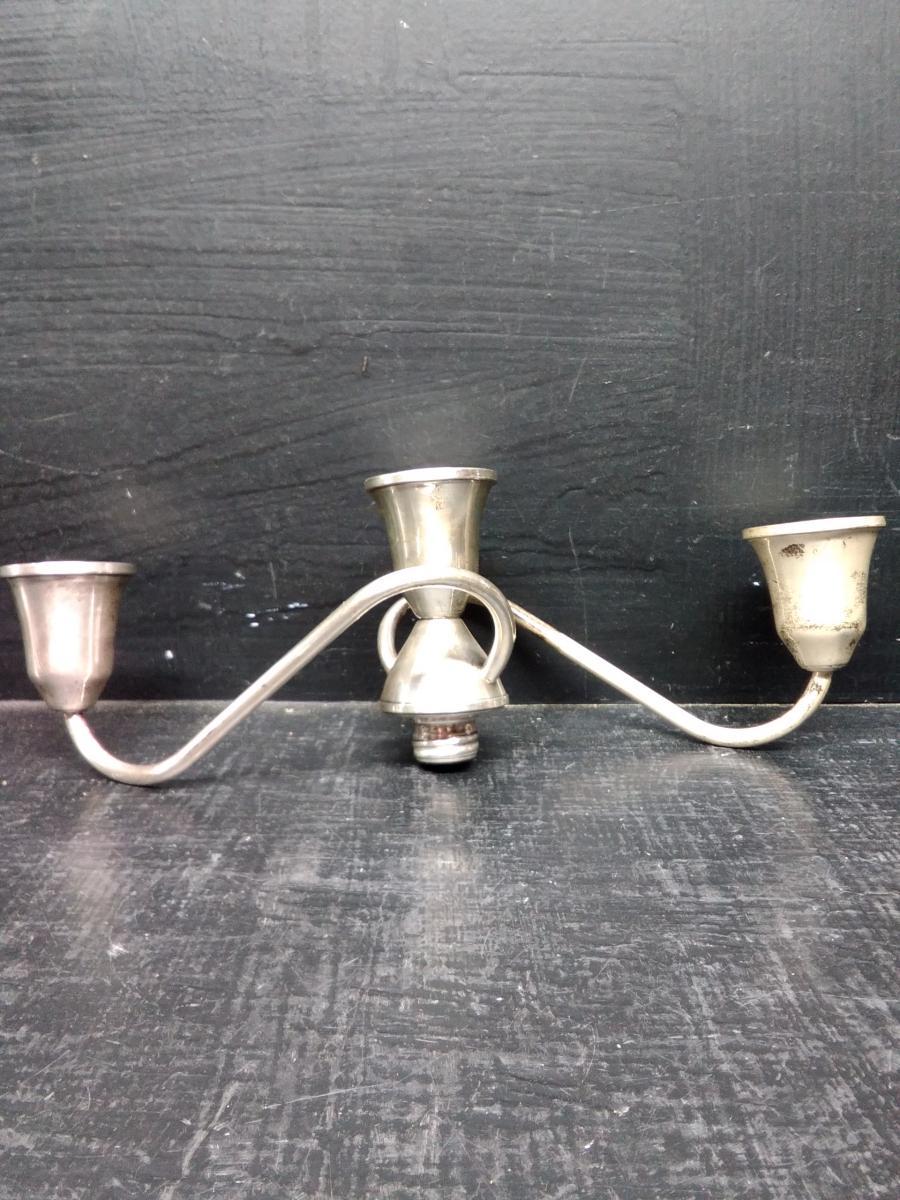 Pair Weighted Sterling Screw on 3 Arm Candlestick Extensions