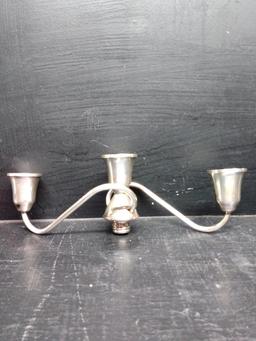 Pair Weighted Sterling Screw on 3 Arm Candlestick Extensions