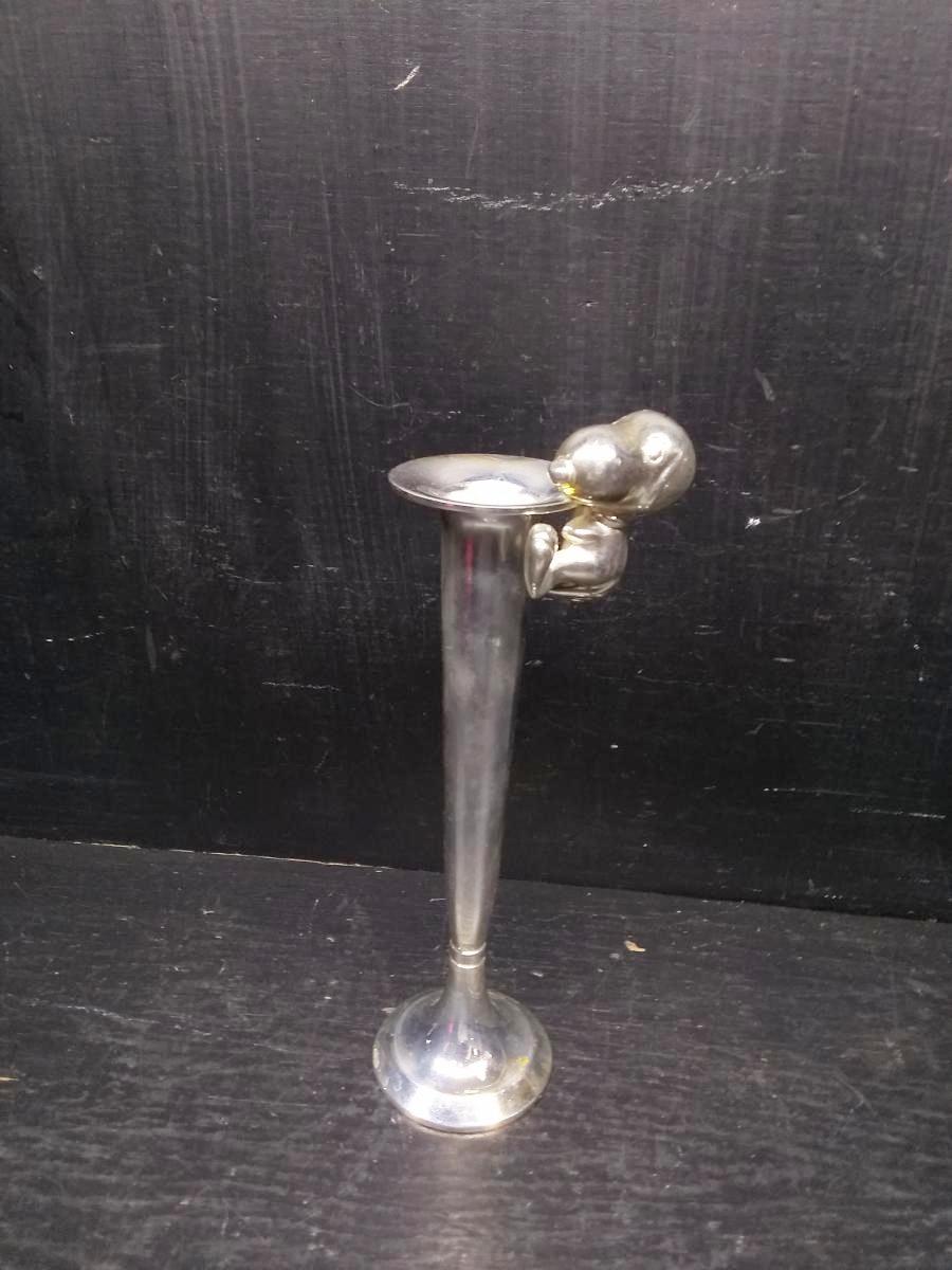 Silver Plate Bud Vase with Snoopy