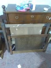 Oak MCM Single Bed with Metal Rails