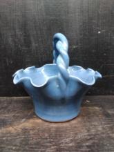 NC Pottery-Twisted Handle Ruffled Edge Basket