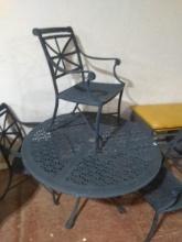 Black Aluminum Patio Table with 4 Chairs