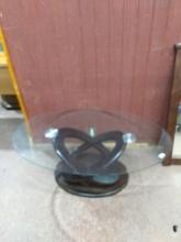 Contemporary Glass Top Oval Coffee Table