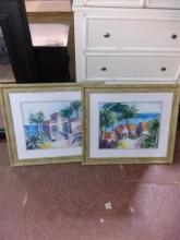 Pair Framed Prints-Caribbean Getaway