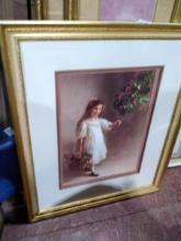 BL-Framed and Matted Print-Girl with Flowers