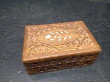 Hand Carved Wooden Trinket Box