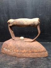 Antique Sad Iron with Wooden Handle