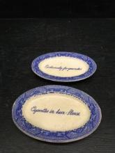 (2) Vintage Blue and White Ashtrays Made in Japan