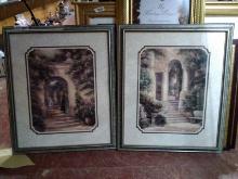 Pair Framed Prints-Garden Archways