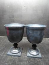Pair Decorative Metal Goblets