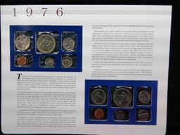Uncirculated US Mint Set with Historical Info Coin & Stamp Sheet-1976