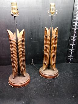 (2) Unique Native American Canoe Themed Table Lamps (x2)
