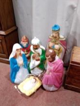 Vintage 6 Part Nativity Blow Mold Set