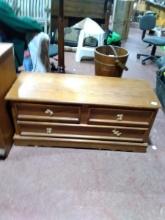 Contemporary Oak TV Riser with Faux Drawers