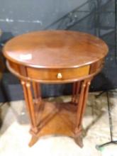 Warehouse-Contemporary Mahogany Bombay Style Oval Single Drawer Table