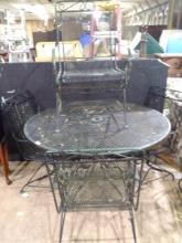 Warehouse-Mesh Top Patio Table with 4 Rocker Chairs