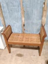 Warehouse-MCM Pecan and Cane Bottom Bed Bench