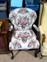 Warehouse-Contemporary Mahogany Floral Side Chair