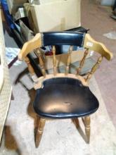 Warehouse-MCM Wooden and Vinyl Side Chair