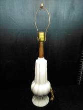MCM White Milk Glass "Melon" Table Lamp