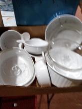 BL-White Corningware Baking Dishes and Soup Bowls