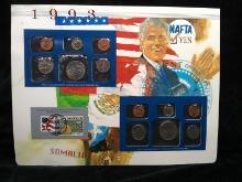 Uncirculated US Mint Set with Historical Info Coin & Stamp Sheet-1993