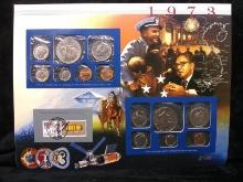 Uncirculated US Mint Set with Historical Info Coin & Stamp Sheet-1973