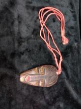 Hand Carved Wooden Native American Style Pendant