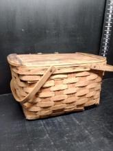 Vintage Split Oak Handled Picnic Basket