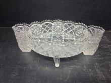 Antique Schale-Obstschale Crystal 2 Flower Footed Centerpiece  1900s