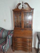 Antique Mahogany Drop Front Secretary with Key