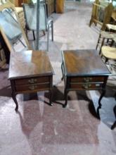 (2) Mahogany Single Drawer Side Tables (x2)