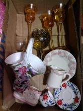 BL-Glass Stems with Candles, Basket, Cups and Saucers