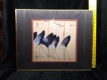 Framed Print-Panel Crowned Cranes