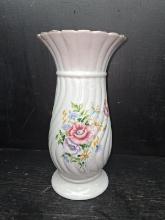 White Hand painted Vase