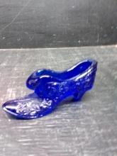 Cobalt Blue Buttons and Daisy Shoe