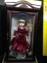 Porcelain Doll-1999 Camellia Garden Doll in Wooden Display Case