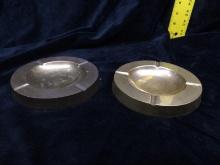 Pair Brass Ashtrays