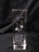 Laser Etched Glass Paperweight/Decor-Mom Poem